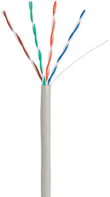 Кабель NETLAN U/UTP 4 пары, Кат.5e (Класс D), 100МГц, одножильный, BC (чистая медь), поливинилхлорид, серый, 305м - гарантия: 1 год
