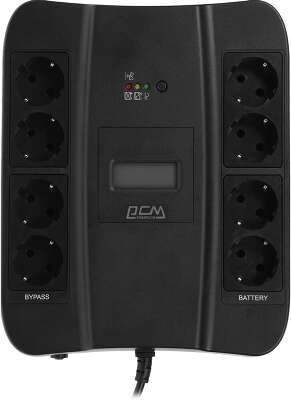 PowerCom Spider SPD-900U LCD ИБП {Line-Interactive, 900VA / 540W, 8xEURO: 4 с резервным питанием, 4 с фильтрацией, USB} (1168465)