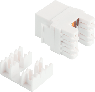 Модуль-вставка NIKOMAX типа Keystone Essential Line, Кат.5е (Класс D), 100МГц, RJ45/8P8C, 110/KRONE, T568A/B, 180 градусов, неэкранированный, белый - гарантия: 1 год