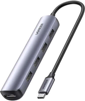 Адаптер Ugreen CM417 USB-C to to HDMI/4xUSB 3.0, Grey [20197]