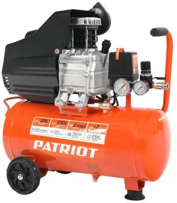 PATRIOT EURO 24-240 Компрессор [525306365] {Мощн.: 1.5 кВт; Напр.: 230В~50Гц; Об.двиг.: 2850 об/мин; Производит.: 240 л/мин; Об.ресивера: 24 л; Давл.: 8 бар; Вес: 17,4 кг;}