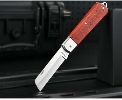 Нож электрика прямой складной Deli DL0070 длина 200мм, нержавеющая сталь, деревянная рукоять