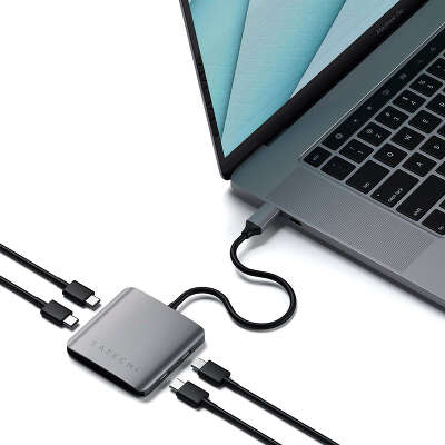 Адаптер Satechi Aluminum USB-C Hub, Space Grey [ST-UC4PHM]