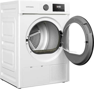 Сушильная машина Kuppersberg/ Сушильная машина Kuppersberg, High-Tech, загрузка 8 кг, 15 программ, тепловой насос, электронное кнопочное управление, корзина для сушки, блокировка от детей, энергоэффективность А++, цвет белый