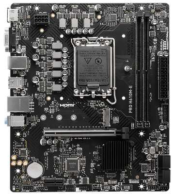 Материнская плата MSI PRO H610M-E H610, LGA1700, 2*DDR5, 1*PCIEx16, 1*PCIEx1, 1*M.2, 4*USB3.2Gen1, 4*USB2.0, 4*SATA3.0, 1G, VGA, HDMI, M-ATX, RTL
