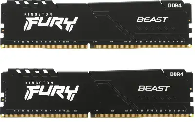 Память DDR4 2x32Gb 3200MHz Kingston KF432C16BBK2/64 Fury Beast Black RTL Gaming PC4-25600 CL16 DIMM 288-pin 1.35В dual rank с радиатором Ret