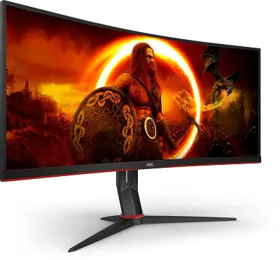Монитор AOC 34" Gaming CU34G2XP/BK черный/красный VA LED 21:9 HDMI матовая HAS 400cd 178гр/178гр 3440x1440 180Hz FreeSync Premium DP Quad 2K (1440p) USB 8.02кг