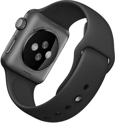 Часы Apple Watch Sport 38 мм (чёрный алюминий, чёрный спортивный ремешок) [MJ2X2RU/A]