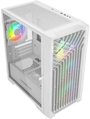 Корпус Powercase Корпус Powercase Mistral Micro X4W, Tempered Glass, 4х 120mm 5-color fan, белый, mATX CMMXW-L4