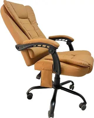 Кресло Cactus CS-CHR-OC05M-BR с вибромассажем бежевый экокожа с подголов. крестов. пластик черный