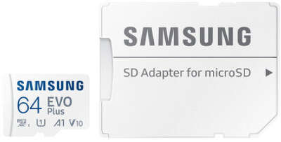 Карта памяти 64 Гб Micro SDXC Samsung EVO Plus Class 10 UHS-I [MB-MC64SA/EU], с адаптером