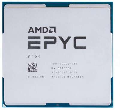 Центральный Процессор AMD EPYC 9754 128 Cores, 256 Threads, 2.25/3.1GHz, 256M, DDR5-4800, 2S, 320/400W OEM