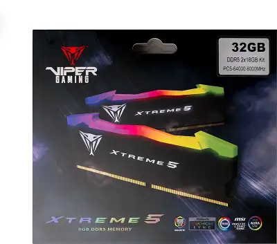 Набор памяти DDR5 DIMM 2x16Gb DDR8000 Patriot Memory Viper Xtreme 5 RGB (PVXR532G80C38K)