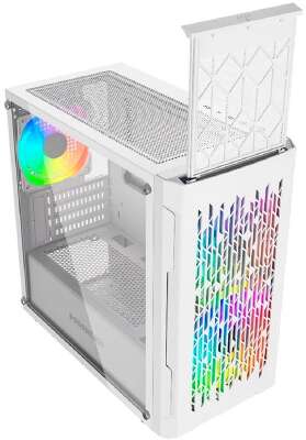 Powercase Mistral Micro D3W ARGB, Tempered Glass, 2x 140mm ARGB PWM+1x 120mm ARGB PWM, белый, mATX  (CMMDW-A3)