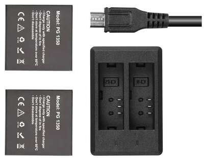 Аккумуляторные батареи для экшн-камеры AKASO Brave 7 LE, 2x1350 мАч с двойным зарядным устройством USB