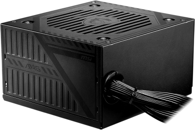 Блок питания ПК/ Power Supply MSI MAG A600DN, 600W 80+ (ATX, Non modular, 1x24(20+4)pin, 1xCPU 8(4+4)pin, 2xPCIe*2 8(6+2)pin, 5xSATA3, 2xMOLEX4pin, Active, 120x120mm, 150x140x86mm, APFC, black)