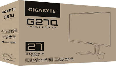 Монитор Gigabyte 27" G27Q черный IPS LED 1ms 16:9 HDMI M/M полуматовая HAS 350cd 178гр/178гр 2560x1440 144Hz G-Sync FreeSync DP 2K USB 7.3кг