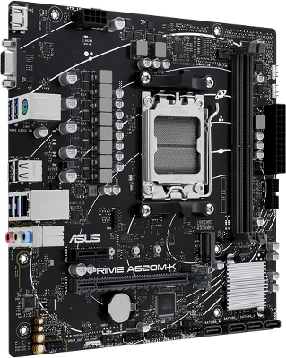 Материнская плата ASUS PRIME A620M-K, AM5, A620, 2*DDR5, 4*SATA, 1*M.2, 4*USB 3.2, 2*USB 2.0, 2*PCIx16, 1*PCIx1, VGA+HDMI, mATX; 90MB1F40-M0EAY0