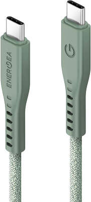 Кабель EnergEA FLOW USB-C/USB-C PD240W 5A Nanoweave Magnetic tie, 1.5 м, Green [CBL-FLCC-GRN150M]