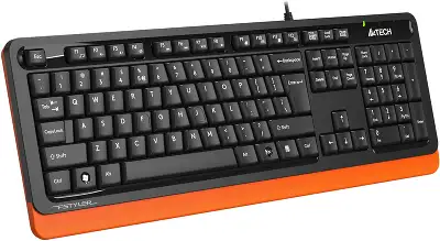 Клавиатура A4Tech FKS10 черный/оранжевый USB (подставка для запястий) (FKS10 ORANGE) кабель 1.5м