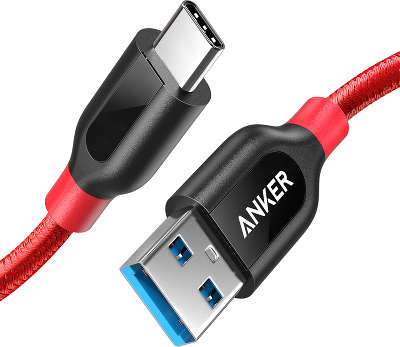 Кабель Anker PowerLine+ USB to USB-C, 0.9 м, Red [A8168H91]