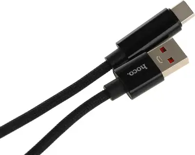 Кабель USB2.0 Hoco АM/Type-C, 5А, U125, с дисплеем, 1.2м, черный, коробка