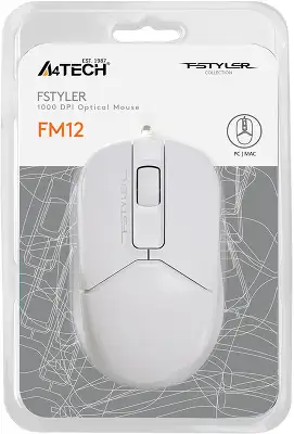 Мышь A4Tech Fstyler FM12 белый оптическая 1200dpi USB 3but (FM12 WHITE)
