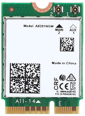Адаптер Bluetooth+Wi-Fi Intel AX201, 802.11a/b/g/n/ac/ax, 2.4 / 5 ГГц, до 2.4 Гбит/с, 20 дБм, M.2 E Key 2230