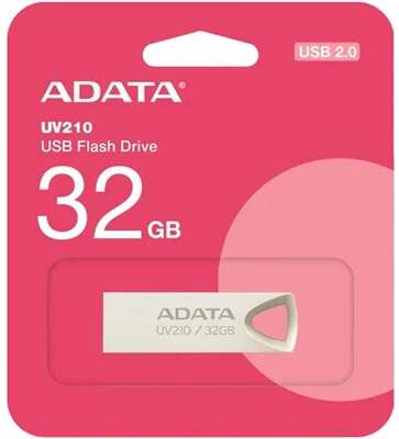 A-DATA Flash Drive 32GB UV210, USB 2.0, Металлич., Серебро