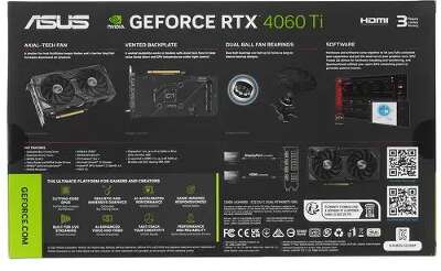 Видеокарта ASUS NVIDIA nVidia GeForce RTX 4060Ti DUAL-RTX4060TI-O8G 8Gb DDR6X PCI-E HDMI, 3DP