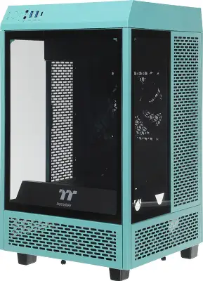 Корпус Thermaltake The Tower 100 Turquoise голубой без БП miniITX 1x120mm 3x140mm 2xUSB3.0 audio bott PSU