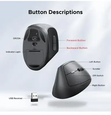 Беспроводная компьютерная мышка UGREEN M371 (75545) Multi-mode Wireless Mouse BT/2.4GHz. Цвет: черный