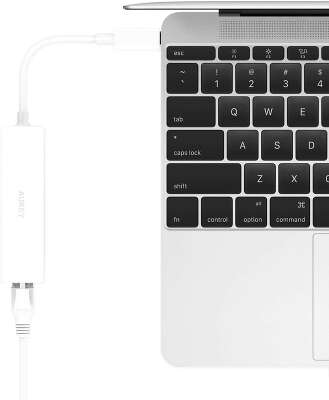 Адаптер Aukey USB-C Hub 3xUSB/1xGigabit Ethernet, White [CB-C17]