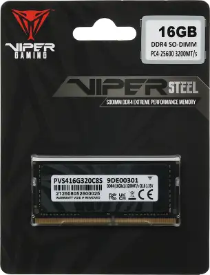 Память DDR4 16Gb 3200MHz Patriot PVS416G320C8S Steel Series RTL PC4-25600 CL22 SO-DIMM 260-pin 1.2В single rank с радиатором Ret