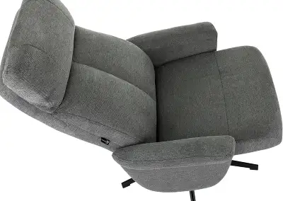 Кресло для дома Бюрократ _Baron с пуфом серый металл черный крестов. (_BARON/GREY)