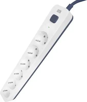 Сетевой фильтр Powercom SP-06W 5,0М 5.0м (6 розеток) белый/серый (коробка)