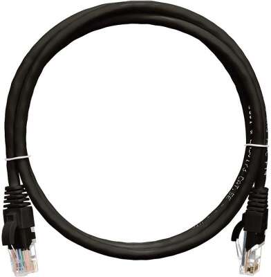 Коммутационный шнур NIKOMAX U/UTP 4 пары, Кат.5е (Класс D), 100МГц, 2хRJ45/8P8C, T568B, заливной, с защитой защелки, многожильный, BC (чистая медь), 24AWG (7х0,205мм), полимерный материал, исполнение кабельного изделия нг(А)-HF, черный, 0,3м