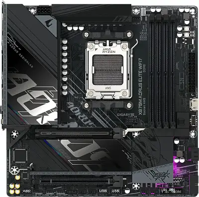 Материнская плата Gigabyte X870M A ELITE WF7 SocketAM5 AMD X870 4xDDR5 mATX AC`97 8ch(7.1) 2.5Gg RAID+HDMI