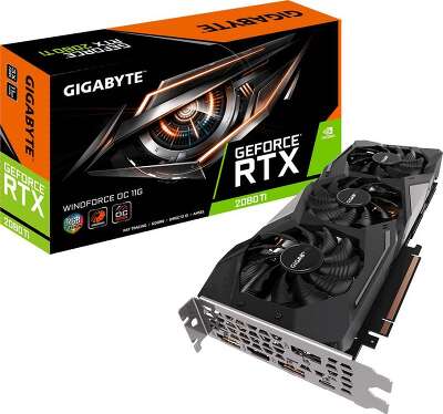 Видеокарта GIGABYTE nVidia GeForce RTX 2080 Ti WINDFORCE OC 11Gb GDDR6 PCI-E HDMI, 3DP