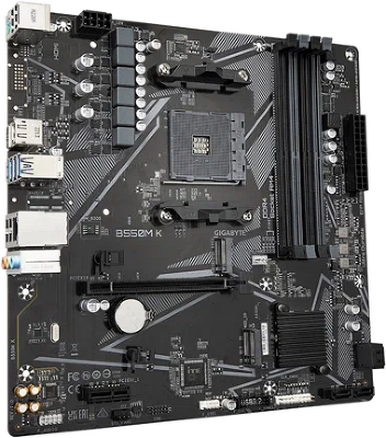 Материнская плата GIGABYTE B550M K, AM4, B550, 4*DDR4, 4*SATA, 2*M.2, 4*USB 3.2, 4*USB 2.0, 1*PCIx16, 1*PCIx1, HDMI+DP, mATX