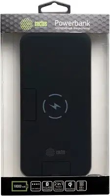 Мобильный аккумулятор Cactus CS-PBFSQT-10000 10000mAh QC/PD 18W 3A USB-A/USB-C беспров.зар. черный