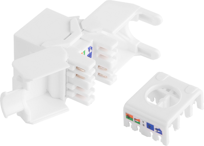 Модуль-вставка NIKOMAX типа Keystone Essential Line, Кат.6a (Класс Ea), 500МГц, RJ45/8P8C, самозажимной, T568A/B, 180 градусов, неэкранированный, белый