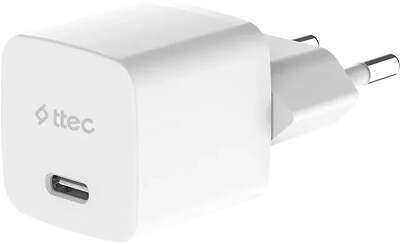 Сетевое зарядное устройство TTEC SmartCharger GAN 20W USB-C PD Travel Fast Charger с кабелем USB-C-USB-C 60W. Длина кабеля: 120см. Цвет: белый