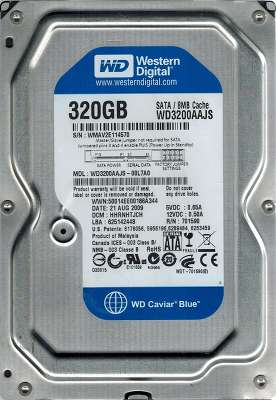 Жесткий диск SATA-II 320GB [WD3200AAJS] WD Caviar Blue, 7200rpm, 8MB Cache