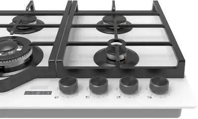 Газовая варочная панель MIDEA/ MDK/Газовая варочная панель MIDEA, 60 см, WOK-конфорка, чугунные решетки, автоподжиг, газконтроль, адаптер для кофе, цвет белый