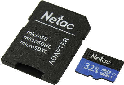 Карта памяти 32 Гб Micro SDHC Netac P500 Class 10, с адаптером [NT02P500STN-032G-R]