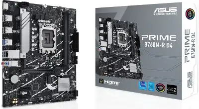 Материнская плата Asus PRIME B760M-R D4 Soc-1700 Intel B760 2xDDR4 mATX AC`97 8ch(7.1) 2.5Gg RAID+HDMI
