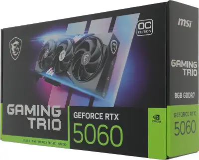 Видеокарта MSI PCI-E 5.0 RTX 5060 8G GAMING TRIO OC NVIDIA GeForce RTX 5060 8Gb 128bit GDDR7 2625/28000 HDMIx1 DPx3 HDCP Ret
