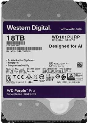 18TB WD Purple Pro (WD181PURP) {Serial ATA III, 7200- rpm, 512Mb, 3.5