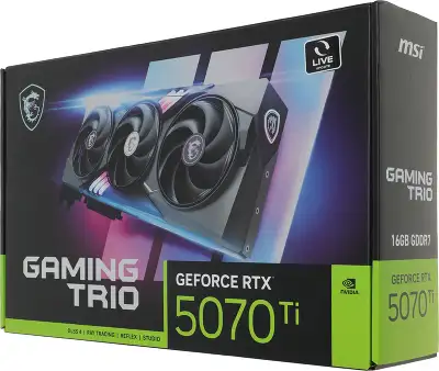 Видеокарта MSI PCI-E 5.0 RTX 5070 Ti 16G GAMING TRIO NVIDIA GeForce RTX 5070TI 16Gb 256bit GDDR7 2452/28000 HDMIx1 DPx3 HDCP Ret